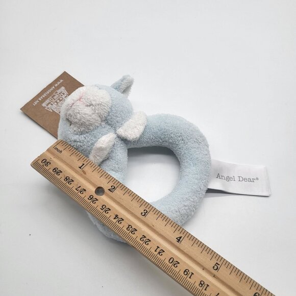 ANGEL DEAR Ring Rattle Baby Soft Blue Lamb Sheep NWT - Picture 6 of 7